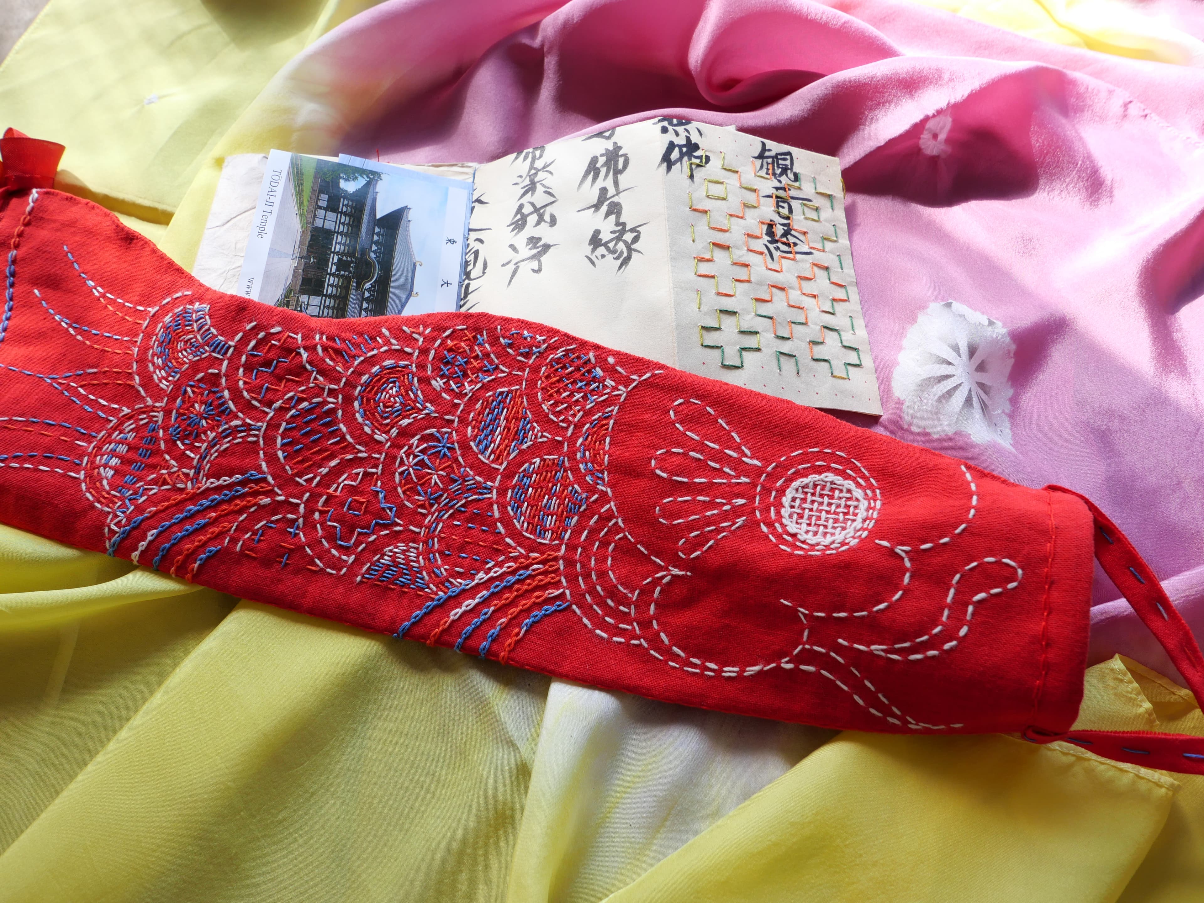 Ein mit Sashiko bestickter Karpfen